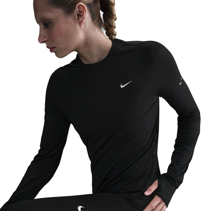Nike Womens Dri-FIT UV L/S Crew Neck Swift Tee - Black/Reflective Silver