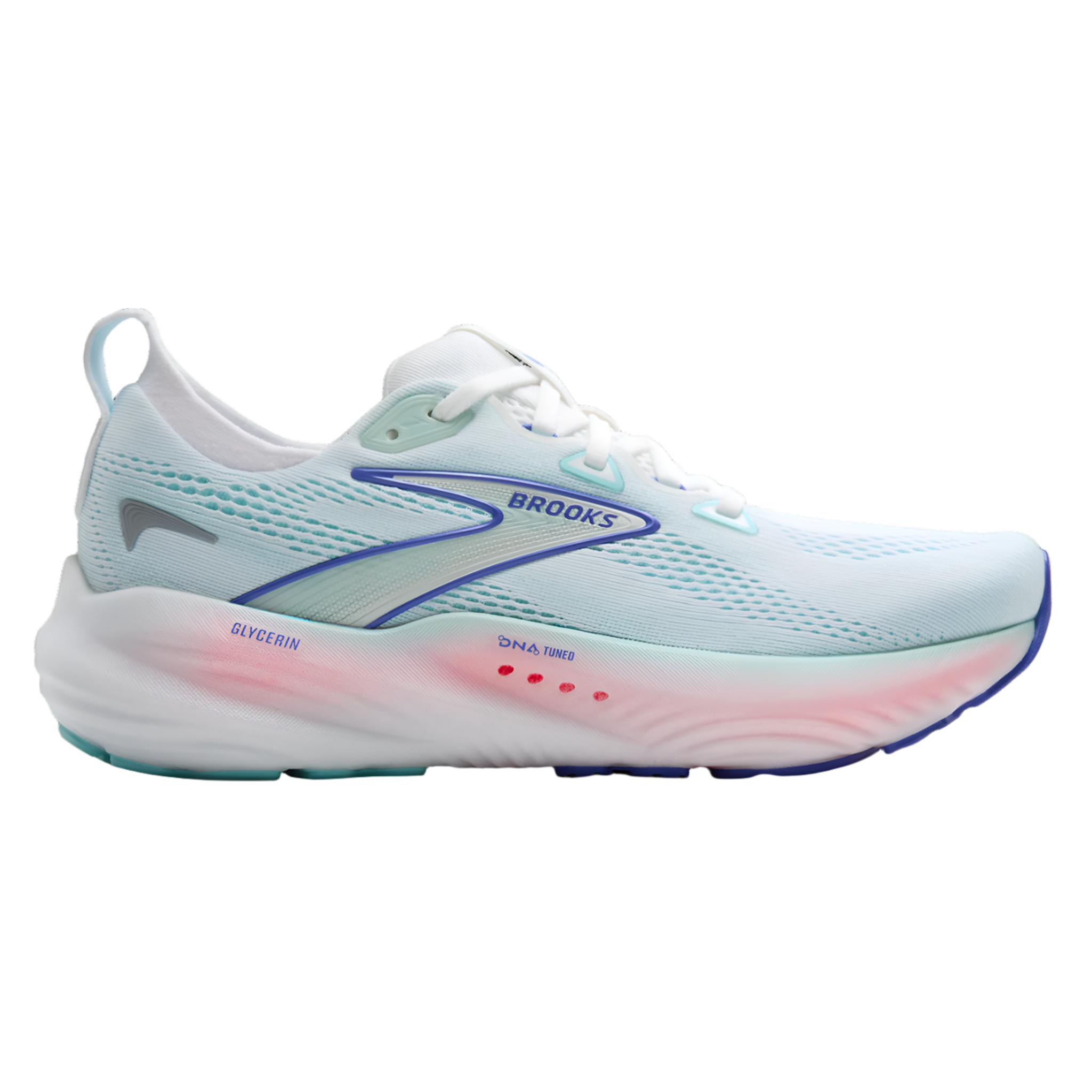 Brooks Womens Glycerin 22 Wide - White/Limpet Shell/Amparo Blue