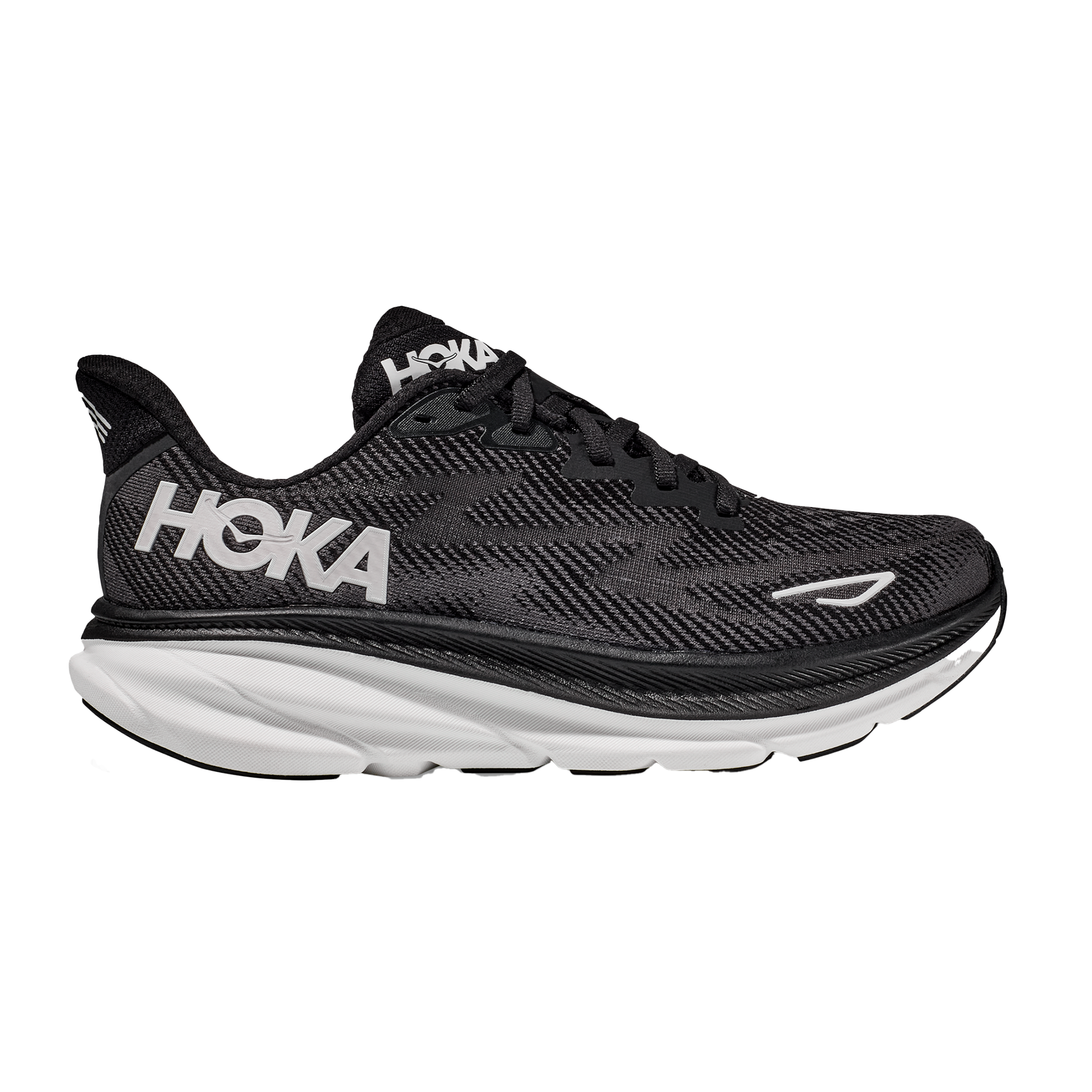 Hoka Womens Clifton 9 Wide - D Width - Black/White - Neutral