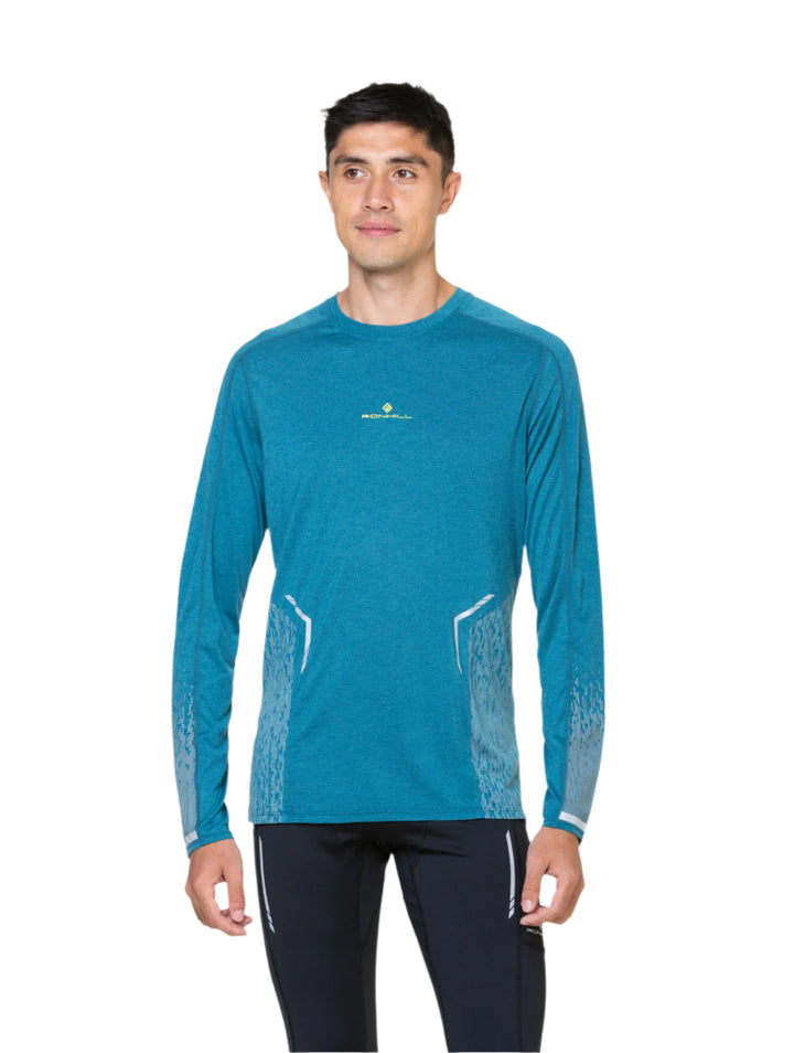 RonHill Mens Tech Reflect L/S Tee - Deep Teal/Reflect
