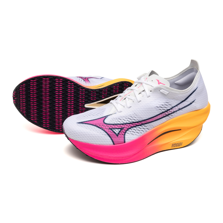 Mizuno Unisex Wave Rebellion Pro 3 - White/Pink Tetra/Tang Orange - Neutral - AW25