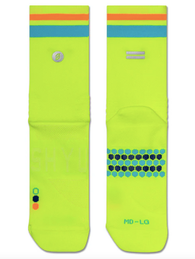 SHYU Racing Half Crew Socks - Volt/Pacific/Orange