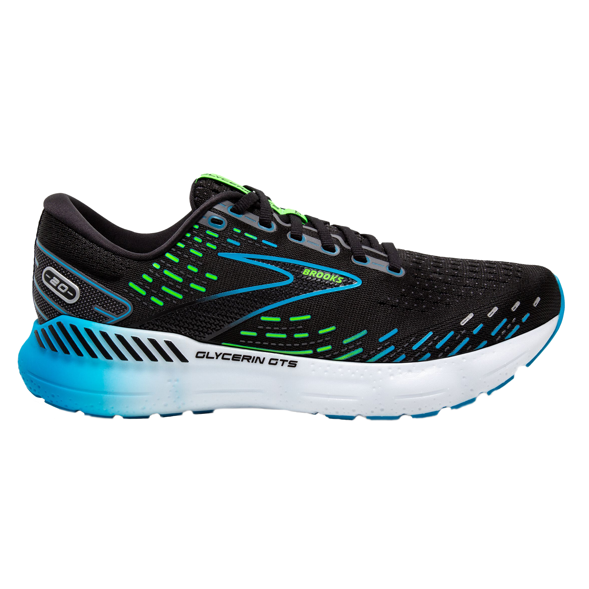 Brooks Mens Glycerin GTS 20 - Black/Hawaiian Ocean/Green - Stability