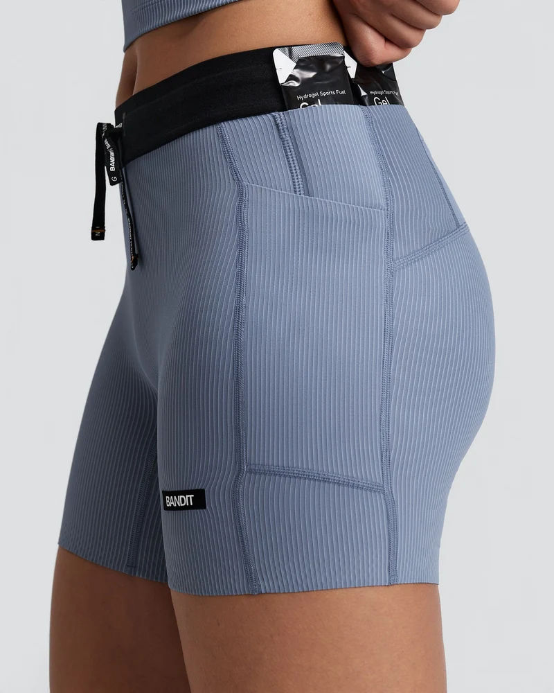 Bandit Womens 5” Striped Cadence Compression Shorts  - Pavillion Blue/Steel Horizon - AW26