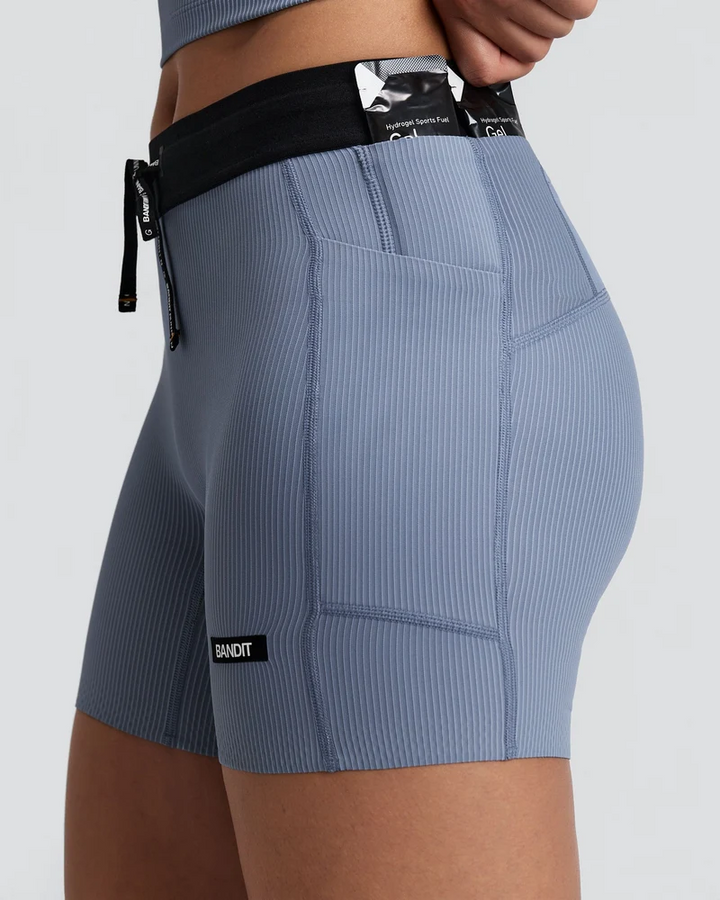 Bandit Womens 5” Striped Cadence Compression Shorts  - Pavillion Blue/Steel Horizon - AW26