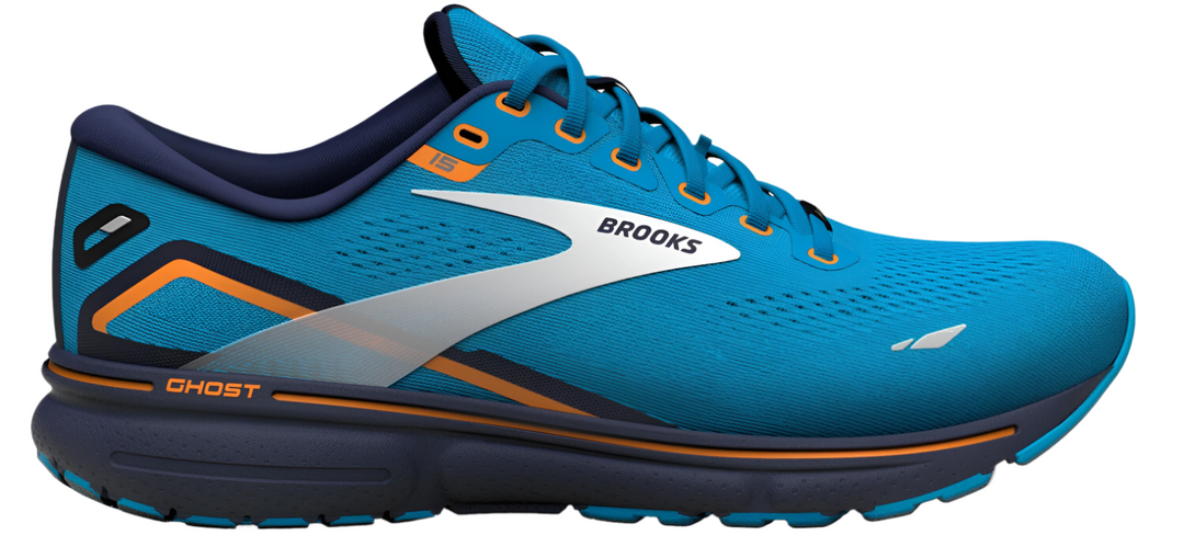 Brooks Mens Ghost 15 GTX - Blue/Peacoat/Orange - Neutral