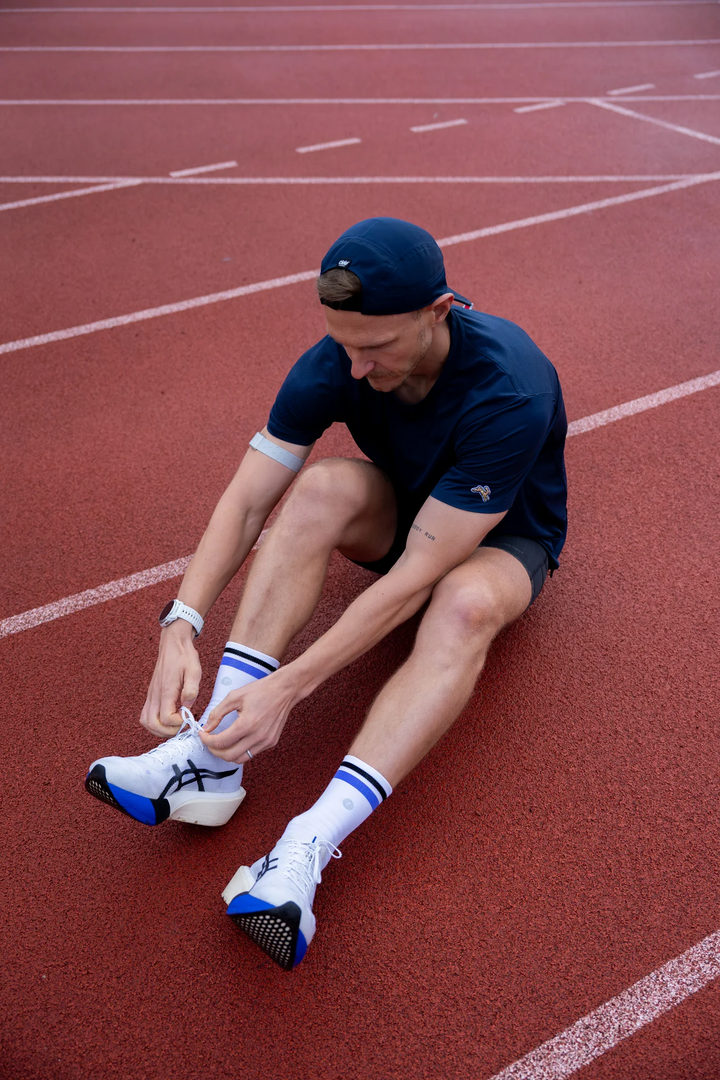 SHYU Racing Half Crew Socks - White/Indigo/Black