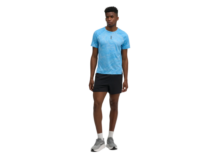 Hoka Mens Everyrun Printed Short Sleeve - Mineral Blue Print - AW26