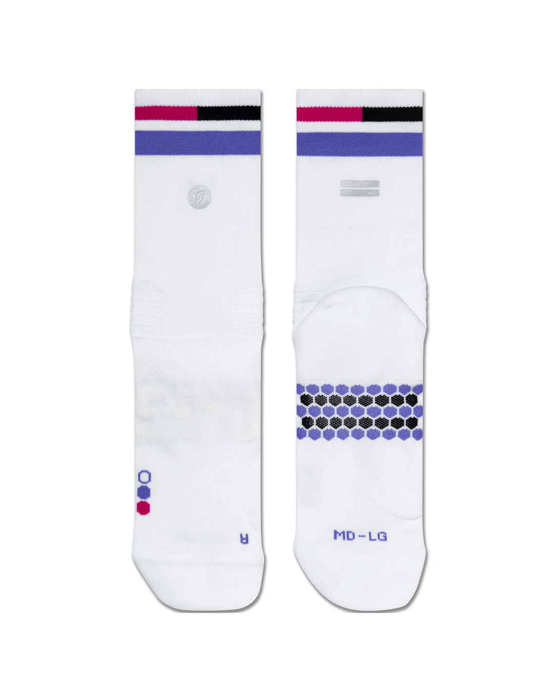 SHYU Racing Half Crew Socken – Weiß/Lavendel/Magenta