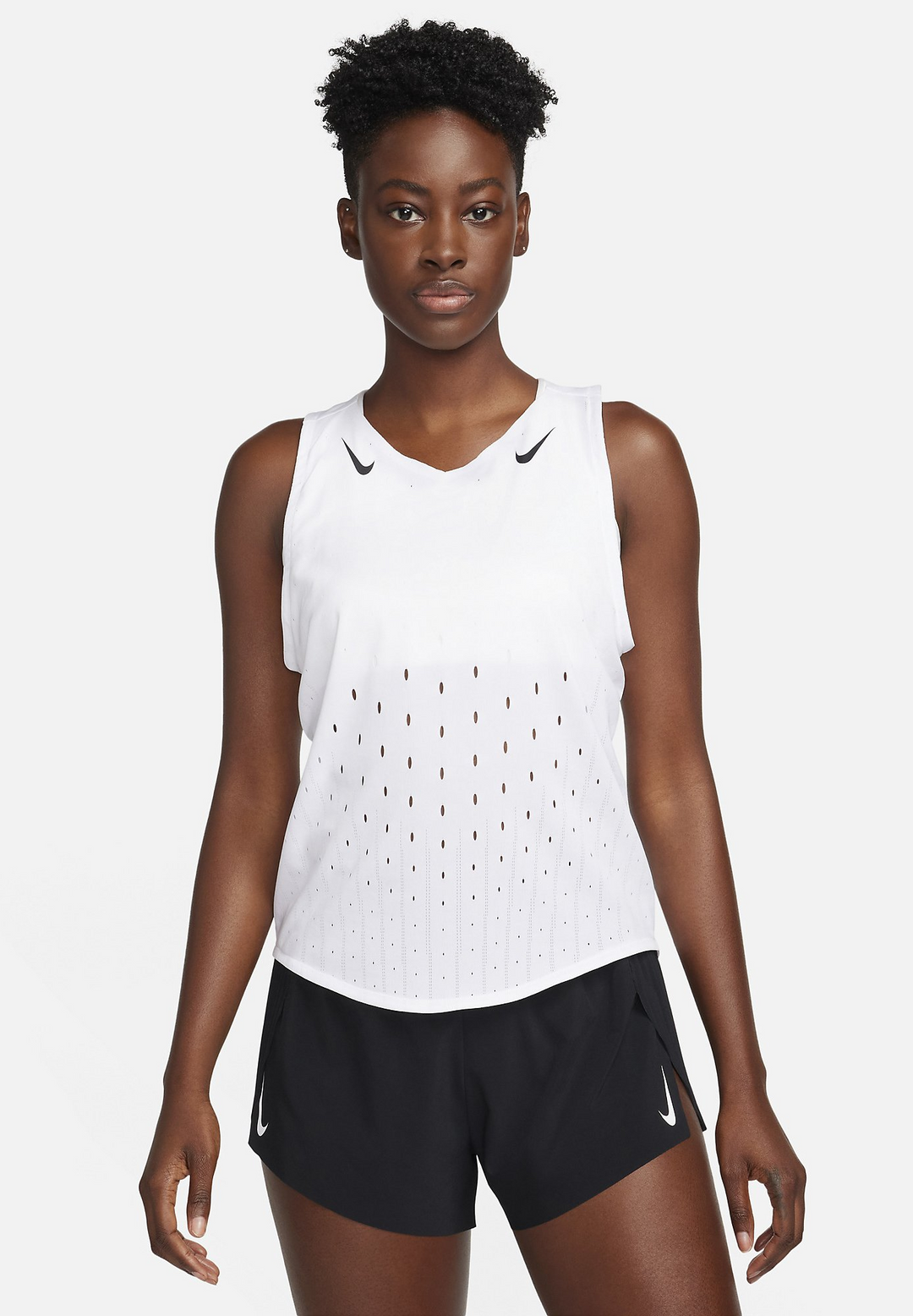 Nike Womens Dri-FIT ADV Aeroswift Singlet - White/Black/Black - FA25