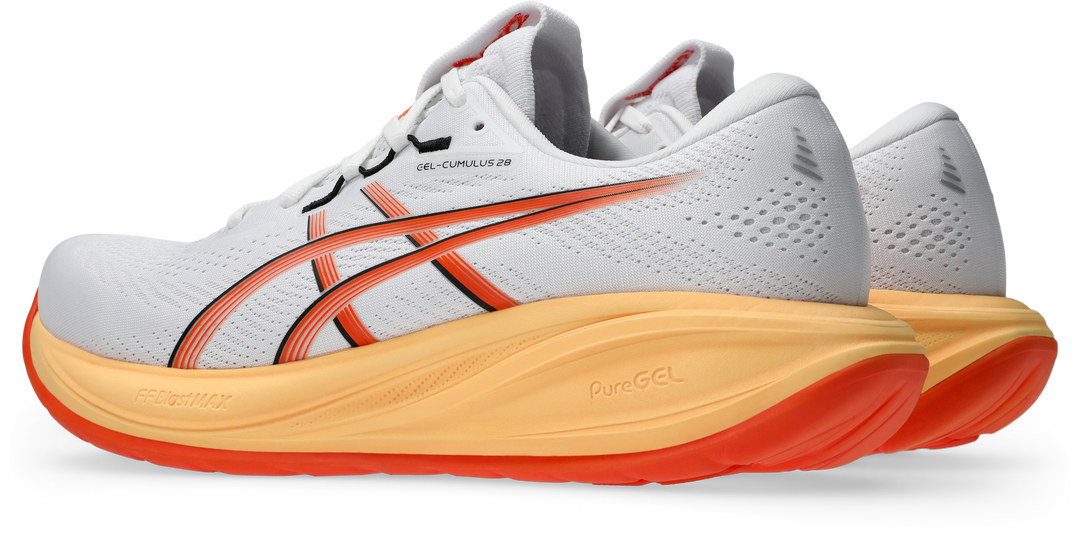 Asics Mens Gel Cumulus 28 Ignite - White/Energy Orange - Neutral - AW26