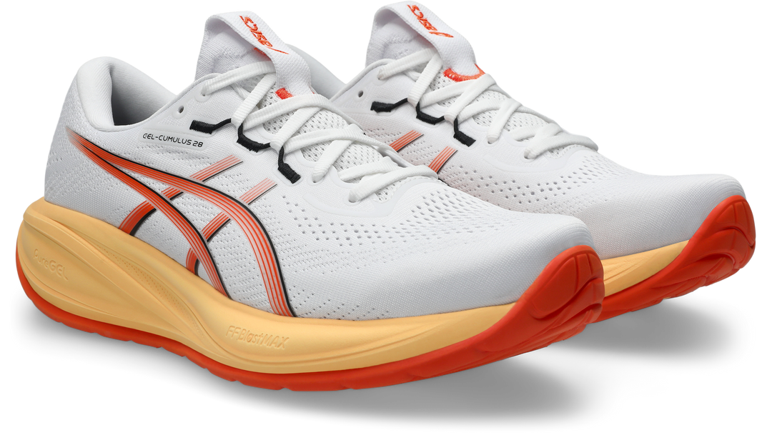 Asics Mens Gel Cumulus 28 Ignite - White/Energy Orange - Neutral - AW26