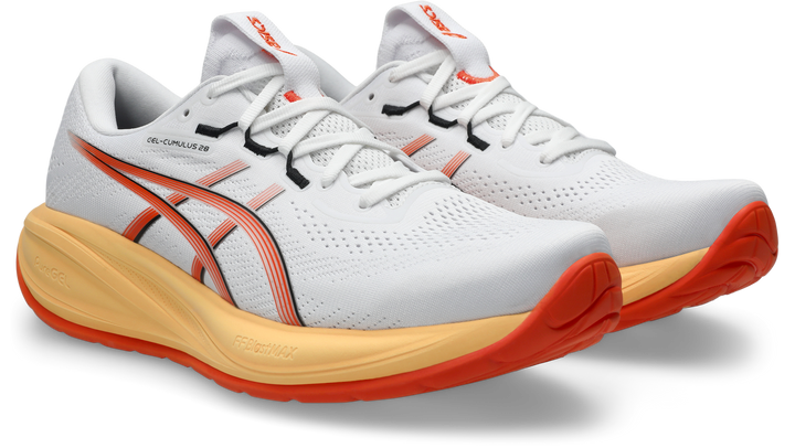 Asics Mens Gel Cumulus 28 Ignite - White/Energy Orange - Neutral - AW26