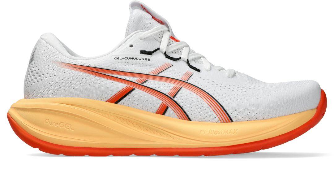 Asics Mens Gel Cumulus 28 Ignite - White/Energy Orange - Neutral - AW26