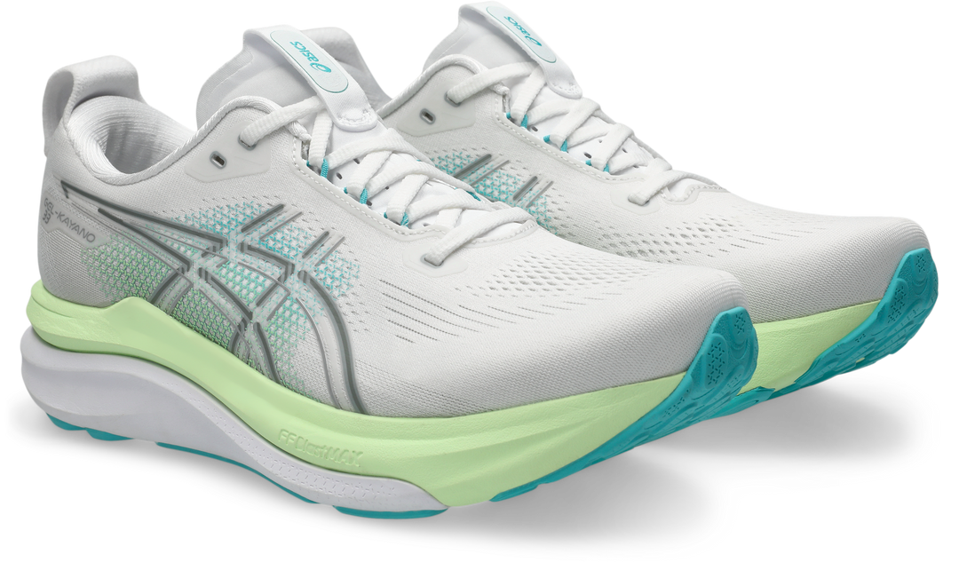 Asics Mens Gel Kayano 33 - White/Energy Aqua - Stability - AW26