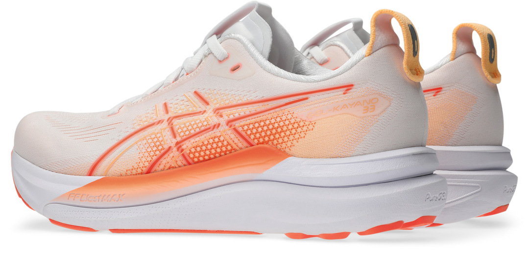 Asics Womens Gel Kayano 33 Ignite - White/Vivid Coral - Stability - AW26