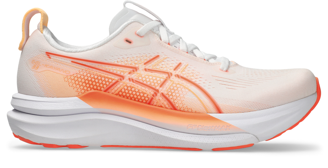 Asics Womens Gel Kayano 33 Ignite - White/Vivid Coral - Stability - AW26