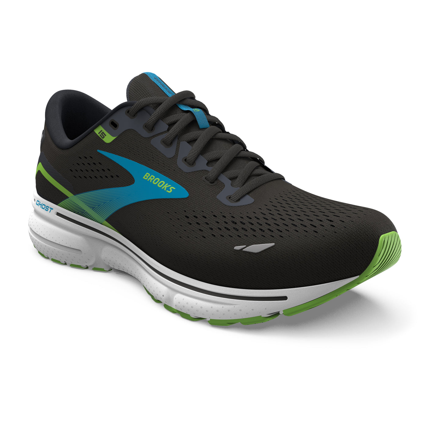 Brooks Mens Ghost 15 - Black/Hawaiian Ocean/Green - Neutral