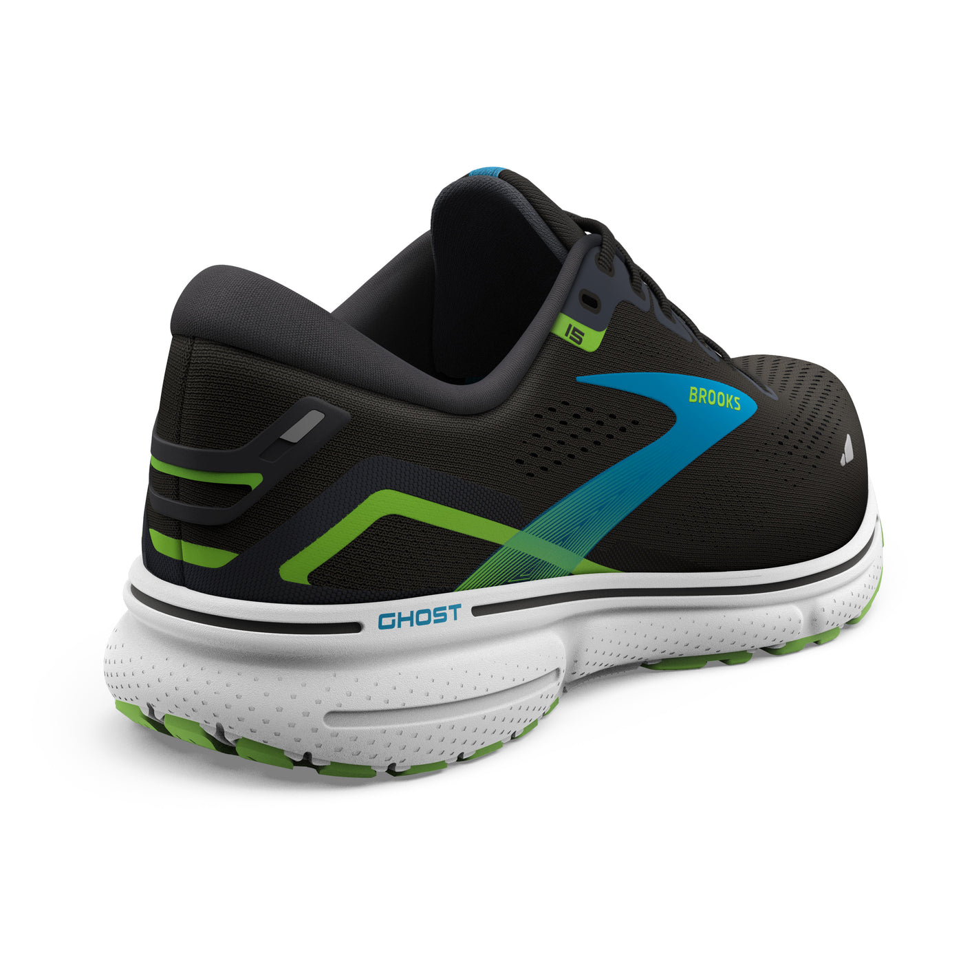 Brooks Mens Ghost 15 - Black/Hawaiian Ocean/Green - Neutral