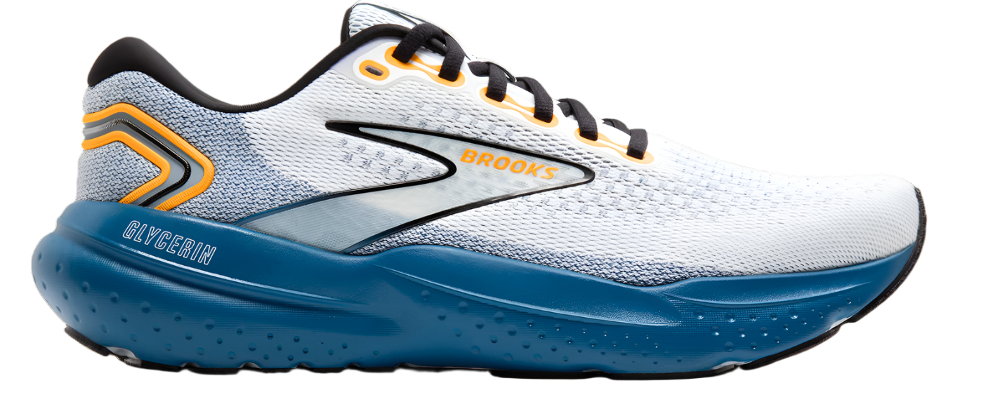 Brooks Mens Glycerin 21 - White/Sapphire/Orange - Neutral