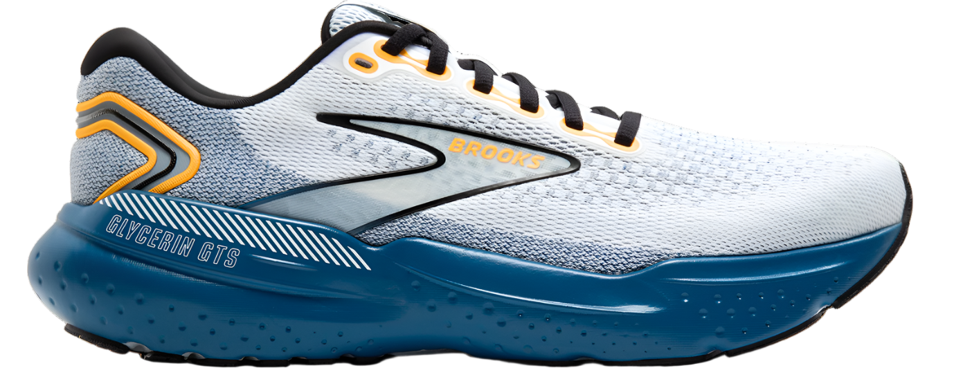 Brooks Mens Glycerin GTS 21 -  White/Sapphire/Orange - Stability