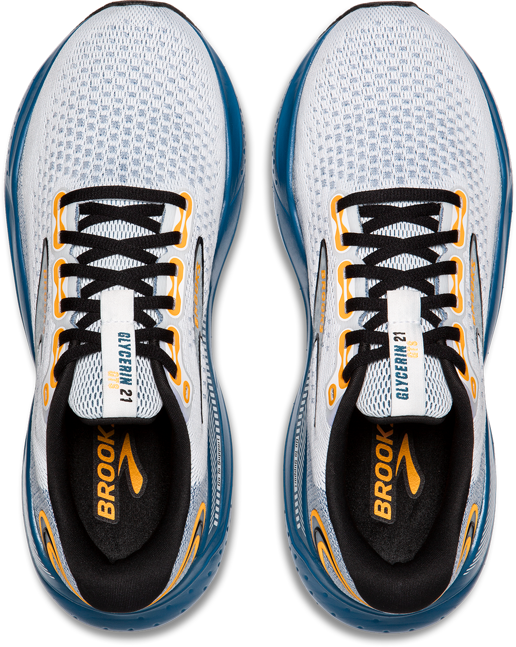 Brooks Mens Glycerin GTS 21 -  White/Sapphire/Orange - Stability