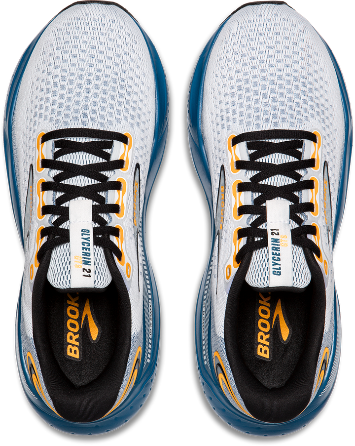 Brooks Mens Glycerin GTS 21 -  White/Sapphire/Orange - Stability