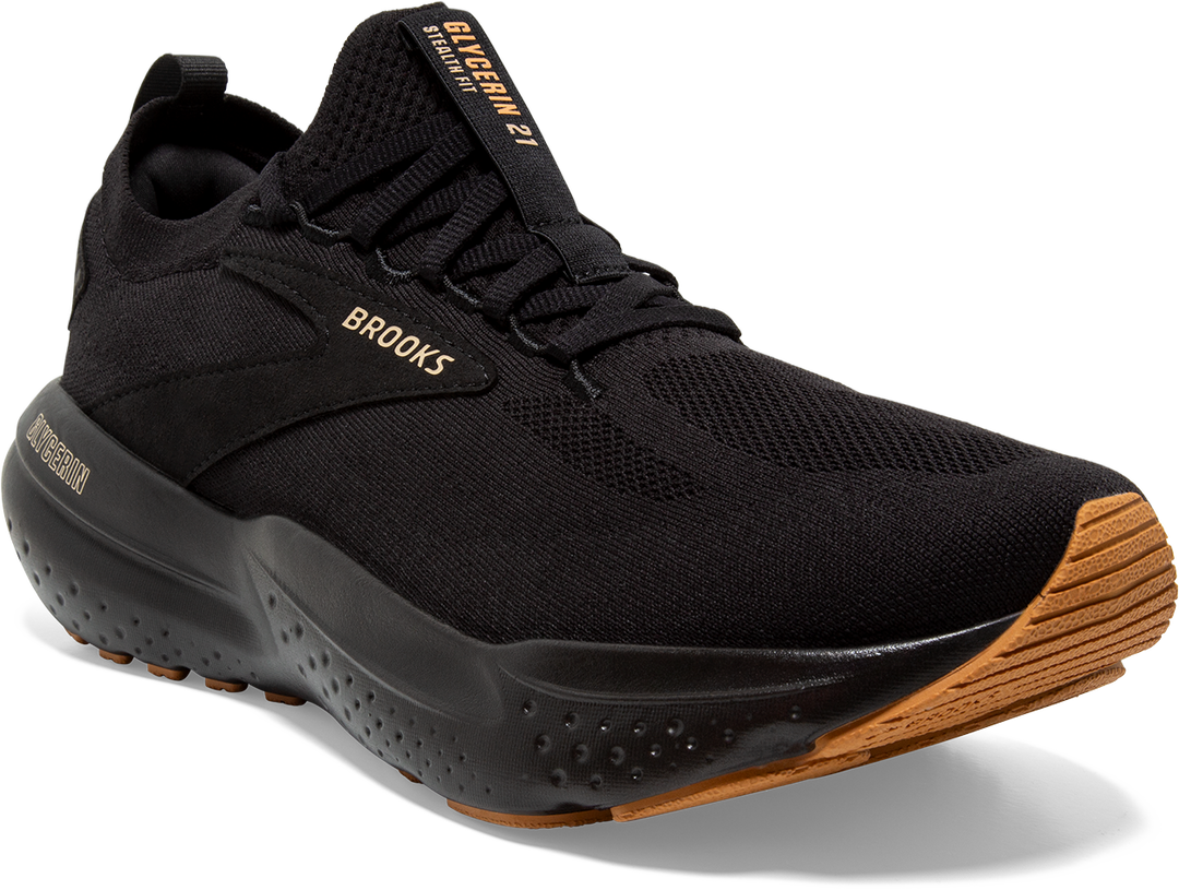 Brooks Mens Glycerin StealthFit 21 - Black/Cream/Biscuit - Neutral