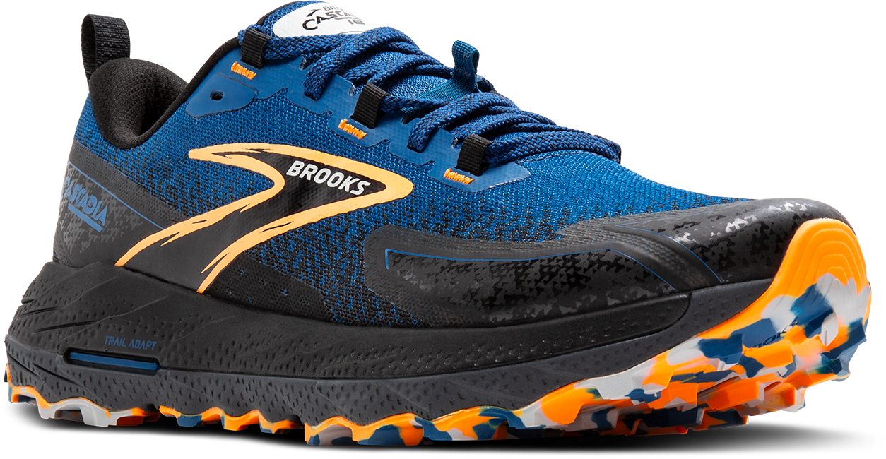 Brooks Mens Cascadia 18 Blue Sapphire Black Orange Trail Run North West