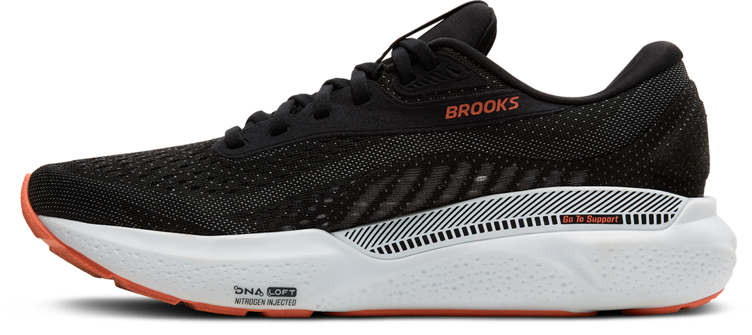 Brooks Mens Adrenaline GTS 24 Black Grey Red Stability SS25 Run North West