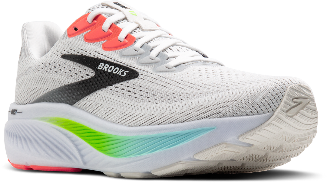 Brooks Mens Ghost 17 - White/Pink Clay/Gecko - Neutral - AW25
