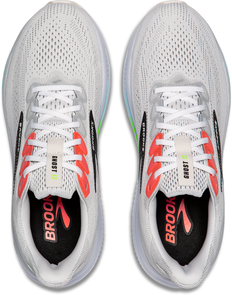 Brooks Mens Ghost 17 - White/Pink Clay/Gecko - Neutral - AW25