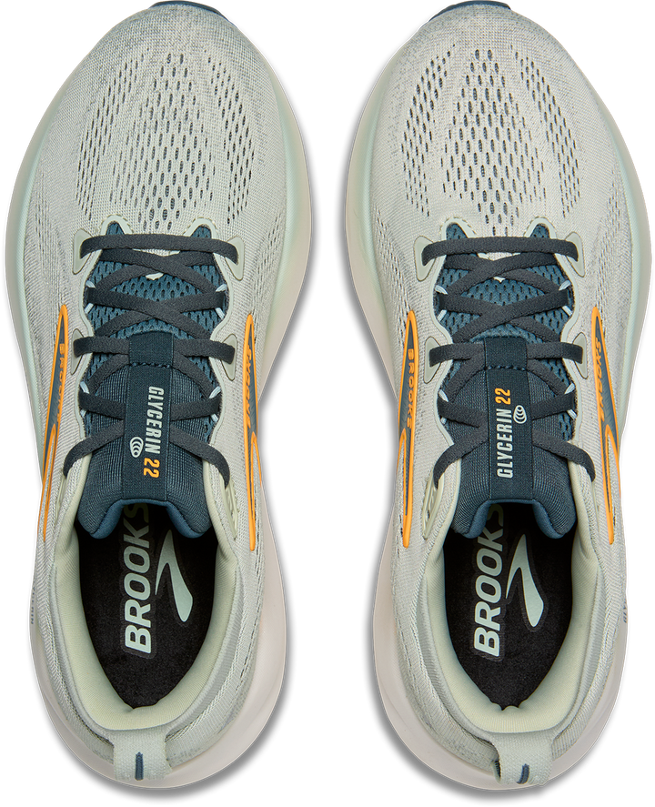 Brooks Mens Glycerin 22 - Smoke/Stormy/Orange - Neutral - AW25