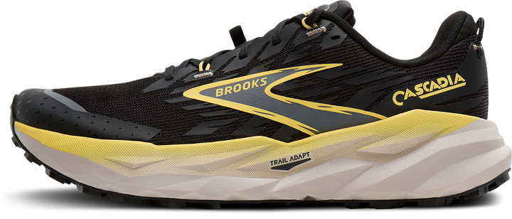 Brooks Mens Cascadia 19 - Black/Yellow/Chateau - Trail - SS26