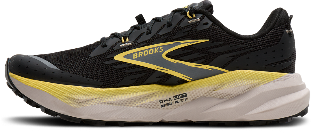Brooks Mens Cascadia 19 - Black/Yellow/Chateau - Trail - SS26