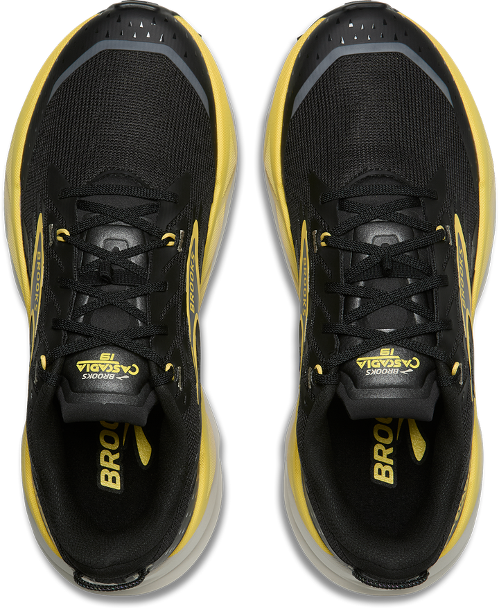 Brooks Mens Cascadia 19 - Black/Yellow/Chateau - Trail - SS26