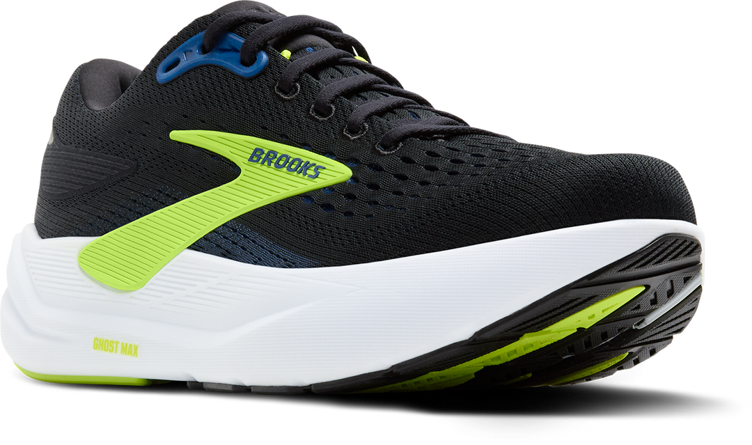 Brooks Mens Ghost Max 3 - Black/Navy/Acid Lime - Neutral - AW25