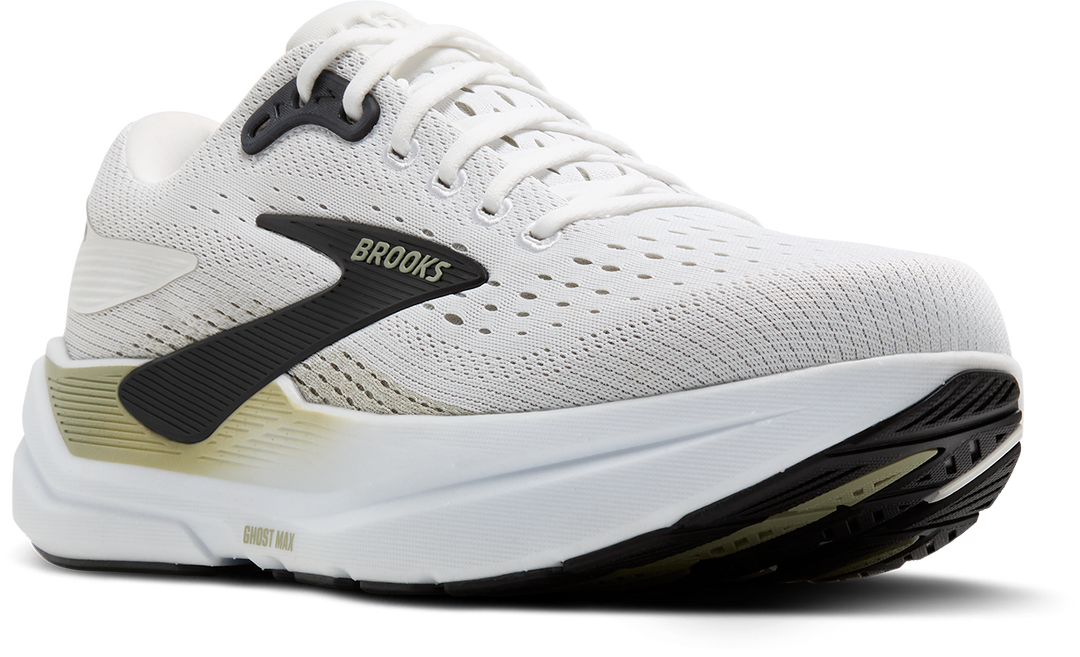 Brooks Mens Ghost Max 3 Wide - 2E Width - Bright White/Tea/Black - Neutral - AW25
