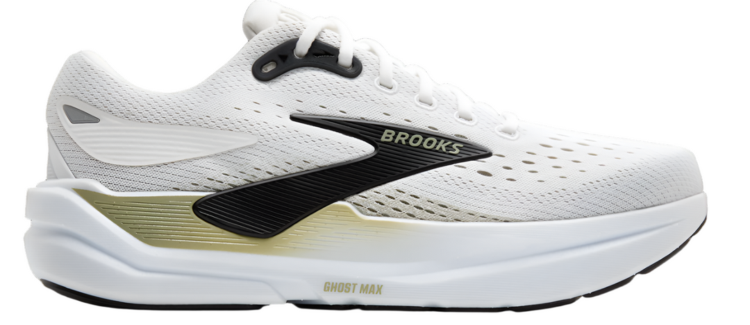 Brooks Mens Ghost Max 3 Wide - 2E Width - Bright White/Tea/Black - Neutral - AW25