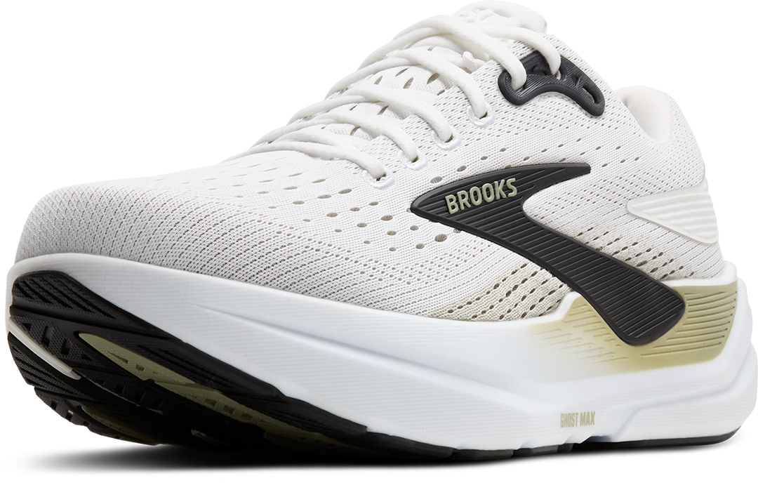 Brooks Mens Ghost Max 3 Wide - 2E Width - Bright White/Tea/Black - Neutral - AW25
