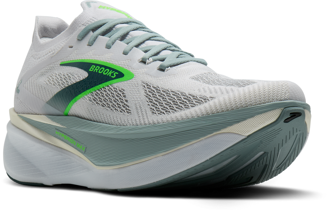 Brooks Mens Hyperion Max 3 - White/Grey Mist/Green - Neutral - SS26
