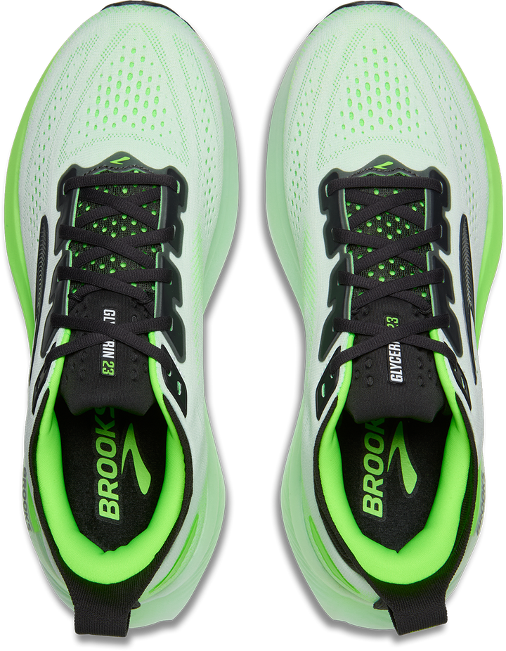Brooks Mens Glycerin 23 - White/Phantom/Green Gecko - Neutral - SS26