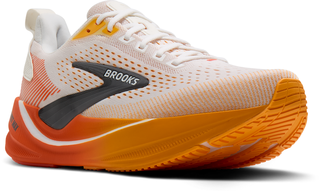 Brooks Mens Ghost Max 4 - White/Orange/Red - Neutral - AW26