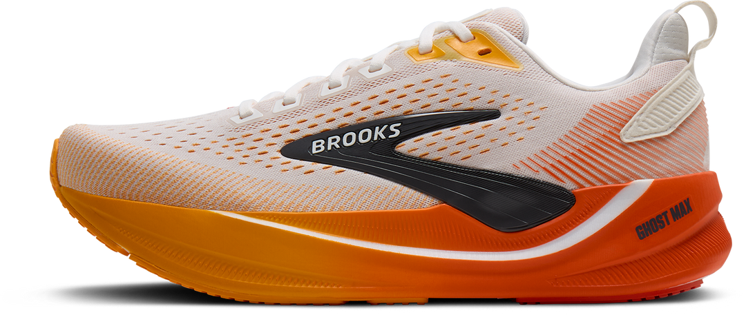 Brooks Mens Ghost Max 4 - White/Orange/Red - Neutral - AW26