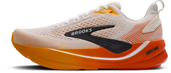 Brooks Mens Ghost Max 4 - White/Orange/Red - Neutral - AW26