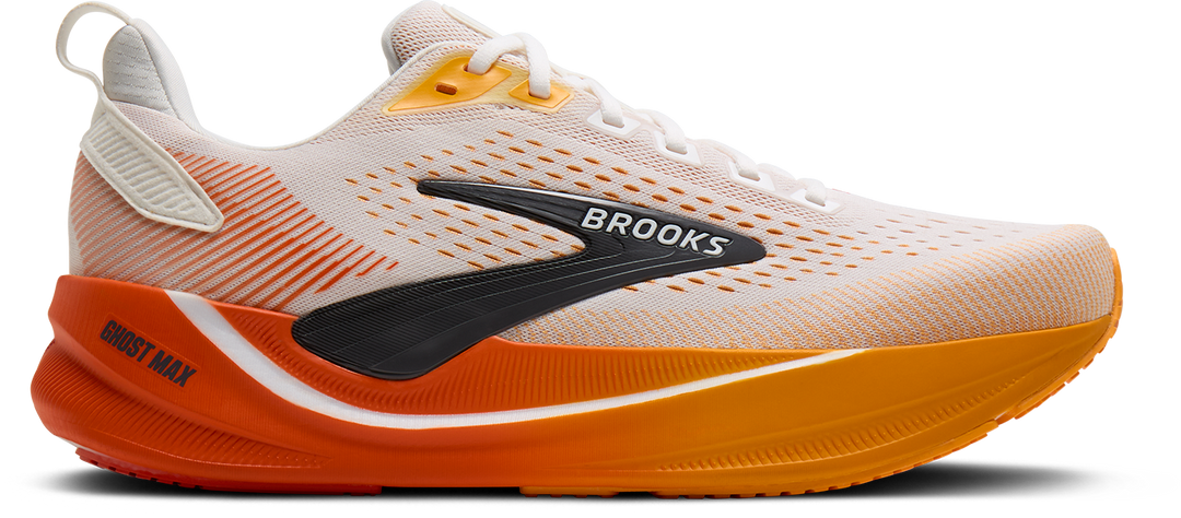 Brooks Mens Ghost Max 4 - White/Orange/Red - Neutral - AW26