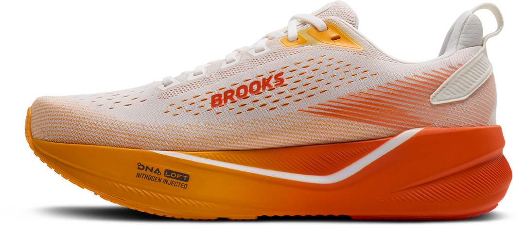 Brooks Mens Ghost Max 4 - White/Orange/Red - Neutral - AW26