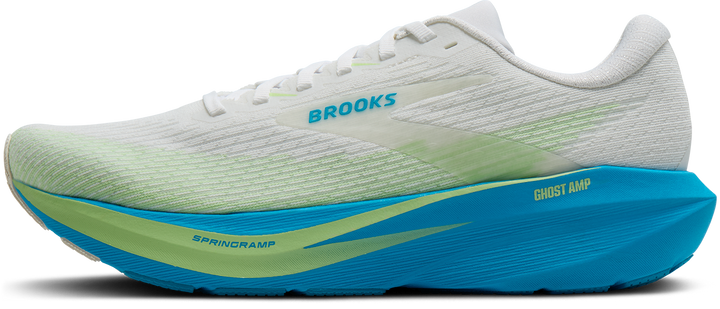 Brooks Mens Ghost Amp - White/Blue/Paradise Green - Neutral - AW26