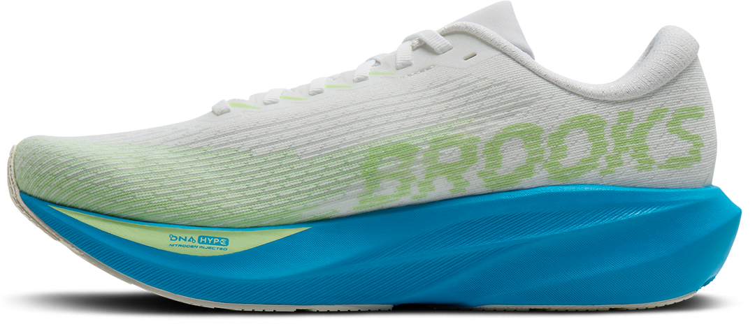 Brooks Mens Ghost Amp - White/Blue/Paradise Green - Neutral - AW26