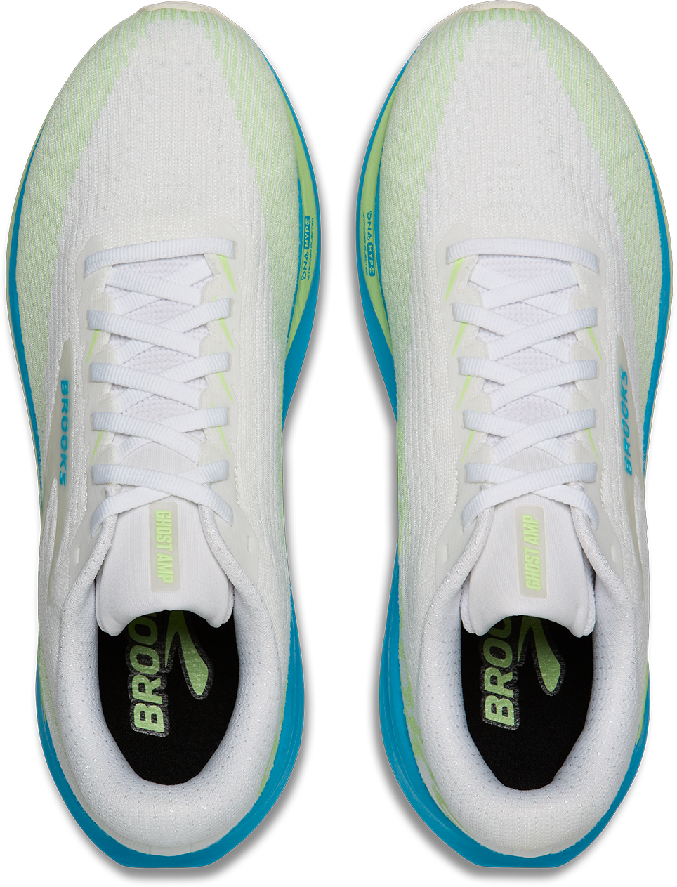 Brooks Mens Ghost Amp - White/Blue/Paradise Green - Neutral - AW26